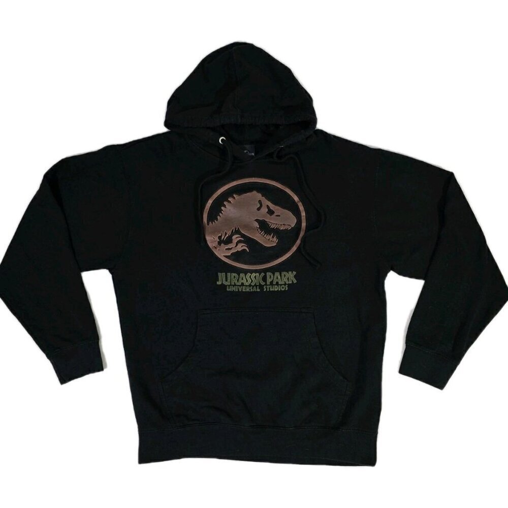 Vintage Universal Studios x Jurassic Park Hoodie Adult Medium Black Pullover Y2K